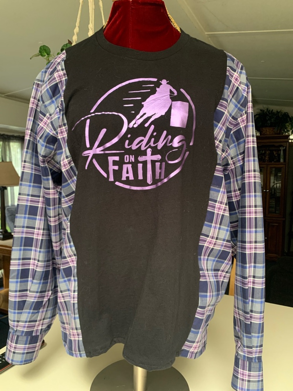 Upcycled Graphic Tee and Men’s matching Plaid Shirt